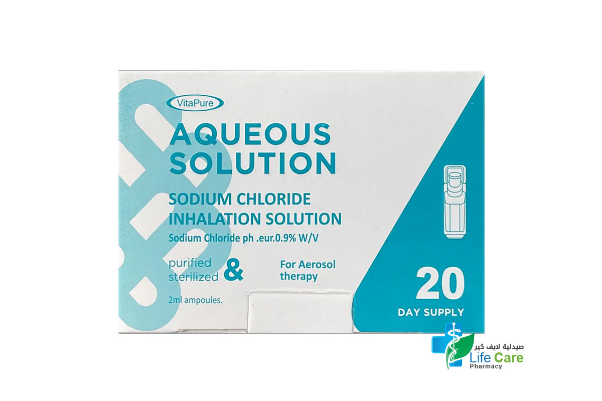 VITAPURE AQUEOUS SOLUTION SODIUM CHLORIDE INHALATION SOLUTION 20 X 2 ML - Life Care Pharmacy