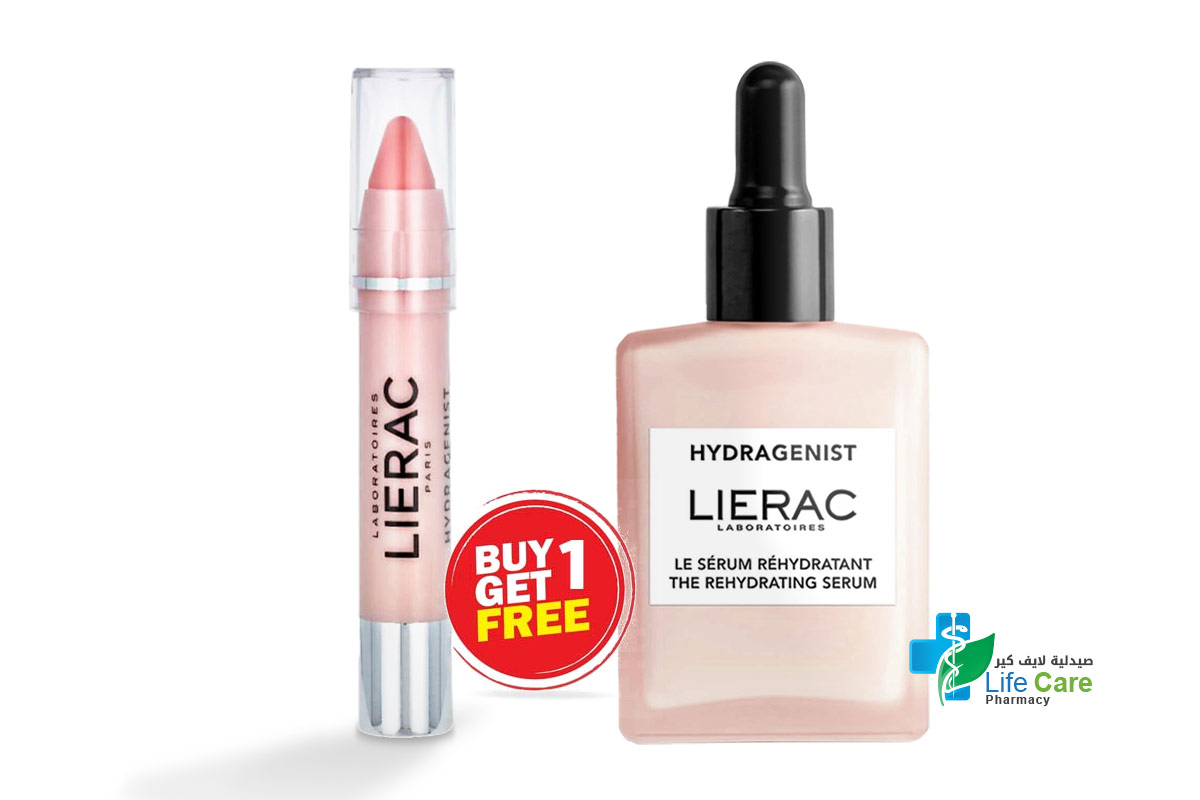 BUY1GET1 LIERAC THE REHYDRATING SERUM 30 ML PLUS LIERAC ROSE LIP BALM 3 GM - Life Care Pharmacy