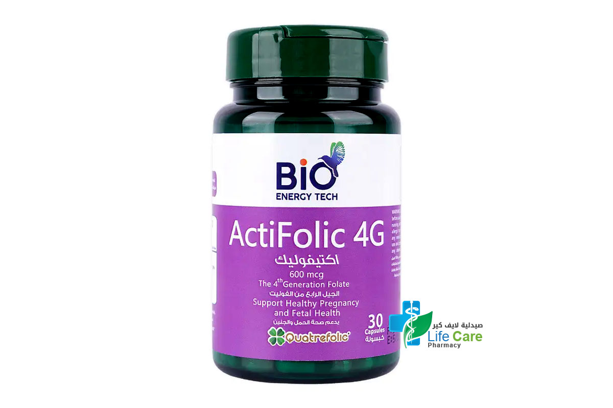 BIO ENERGY TECH ACTIFOLIC 4G 600MCG 30 CAPSULES - Life Care Pharmacy