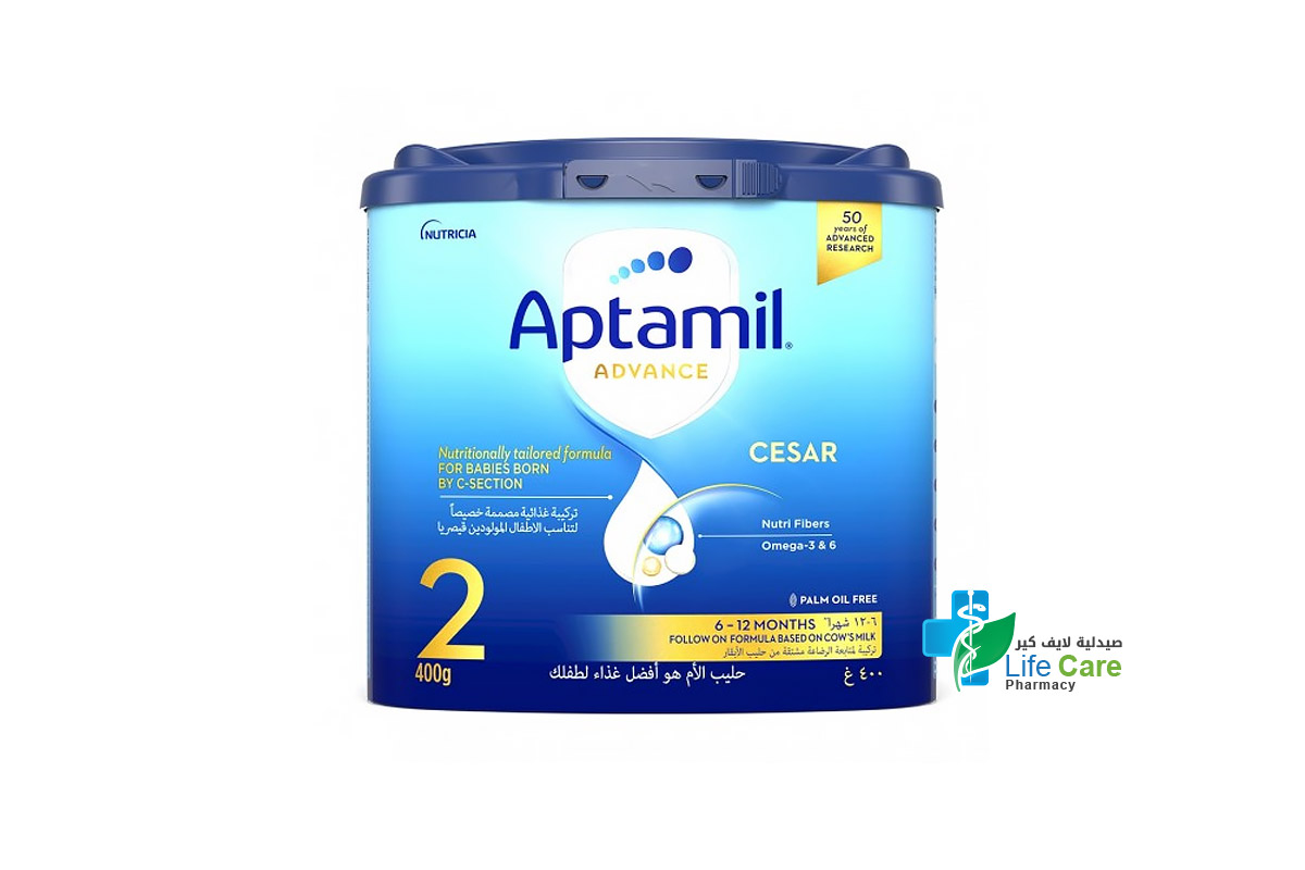 APTAMIL ADVANCE CESAR NO 2 FROM 6 TO 12 MONTHS 400 GM - Life Care Pharmacy